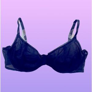 Victoria’s Secret VTG Black Push Up Without Padded W/ Lace Trim Underwire